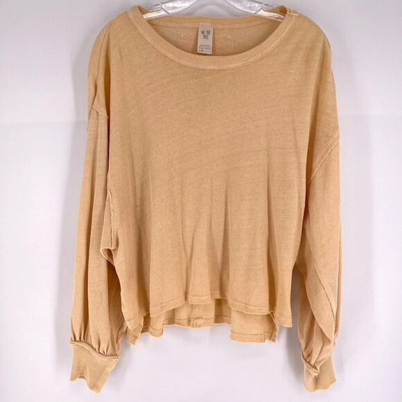 We the Free Size XS Orange Peach Oversized Distressed Balloon Sleeve Hi-Low Top - Picture 1 of 4